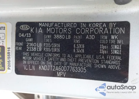 2013 Kia Soul + z USA, uszkodzony, nr VIN KNDJT2A60D7763305